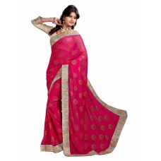 Triveni Adorable Magenta Colored Border Worked Chiffon Saree